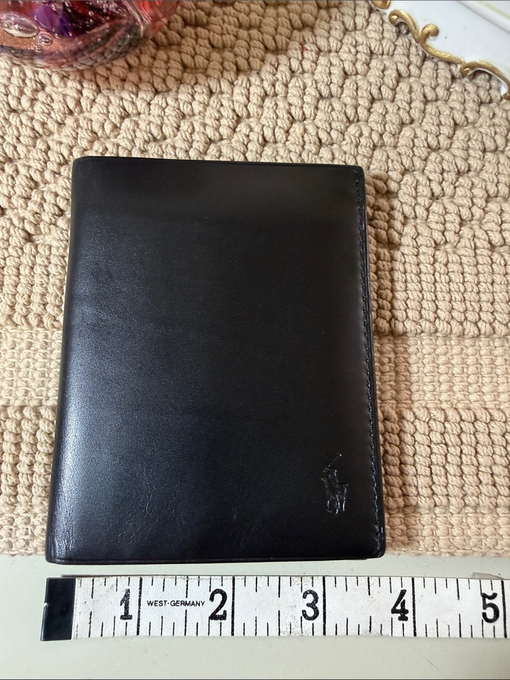 Polo Ralph Lauren Black Leather Bifold ID Card Wallet Passcase Classic